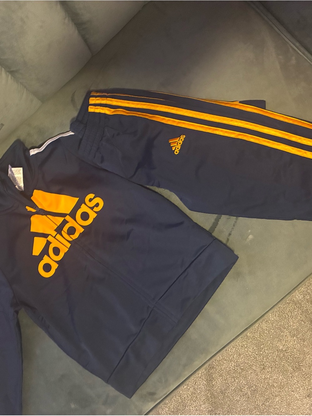 adidas Navy and Gold Kids Track Pants - Athletic Joggers